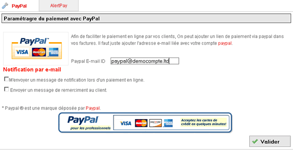 paiement en ligne via paypal